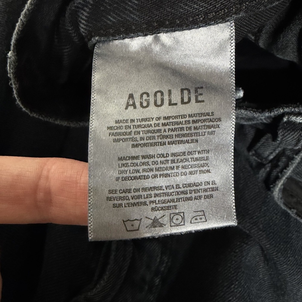 Agolde 90s Pinch Waist Jeans High Rise Straight SZ 28 (Fits 30") Buttonfly Black - Picture 13 of 15